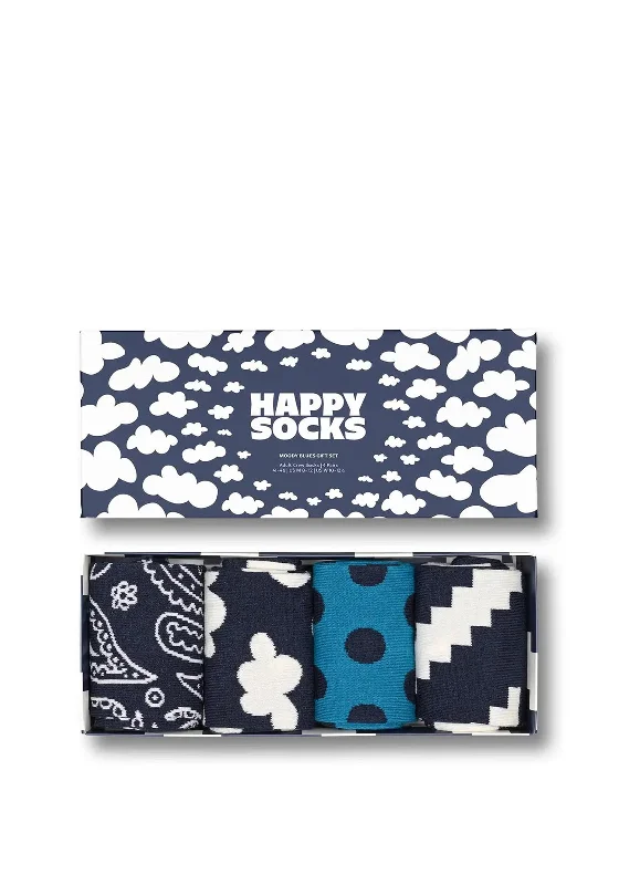 Happy Socks Moody Blues 4 Pair Socks Gift Set, Navy Multi