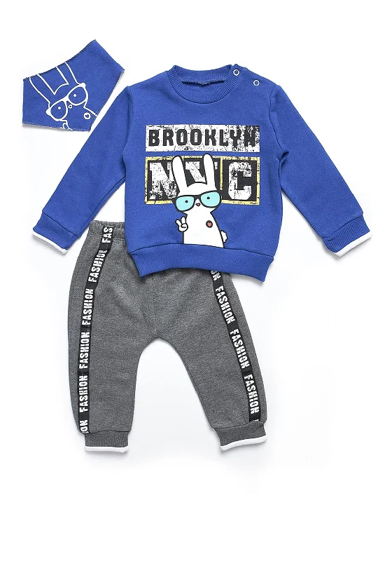 Hashtag Boys Bandana & Tracksuit Set, Blue Multi