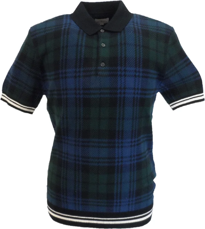 Knit Round NeckBen Sherman Blackwatch Check Knitted Polo Shirt