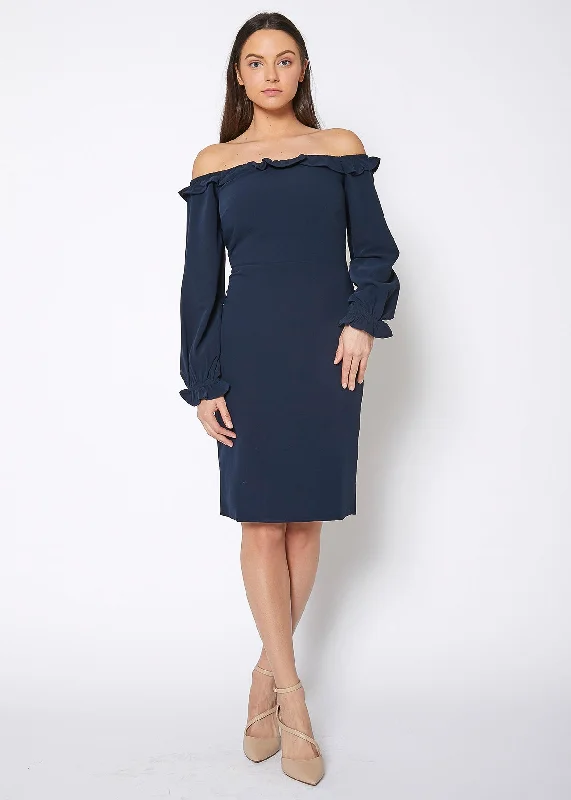 Maxi DressWomen's Off Shoulder Bodycon Dress In Navy