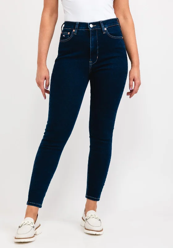 Denim patchworkTommy Jeans Womens Sylvia Super Skinny Jeans, Dark Denim