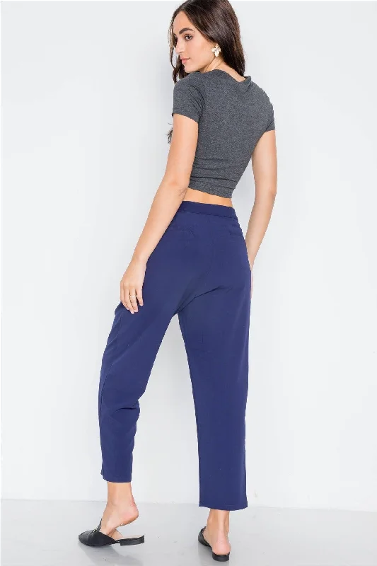 Thermal PantsNavy Cropped Ankle Leg Pants