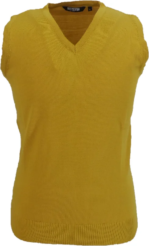 Knit SleevelessRelco Mustard Yellow Classic Retro Tank Tops