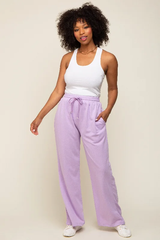 Printed PantsLavender Drawstring Wide Leg Lounge Pants