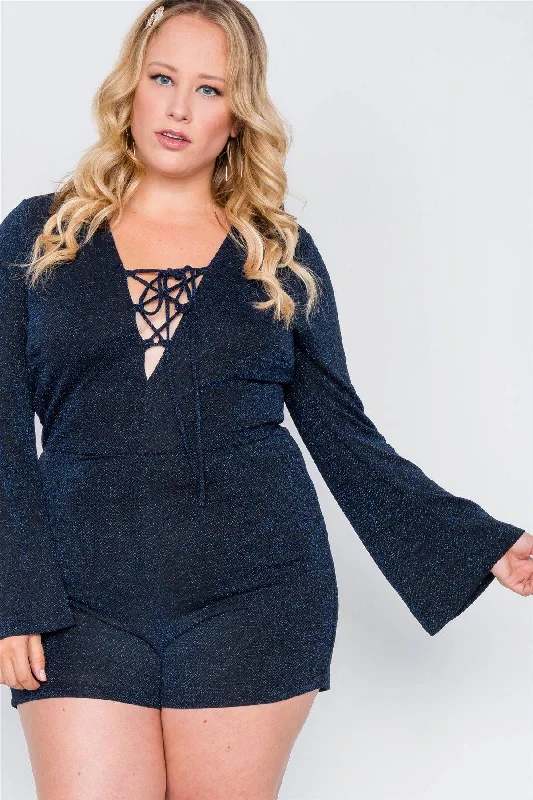 Plus Size Midnight Deep V-Neck Evening Romper /2-2-2VNeckTopInfinity