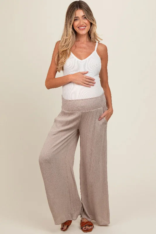 Biker PantsGrey Wide Smock Waist Maternity Pants