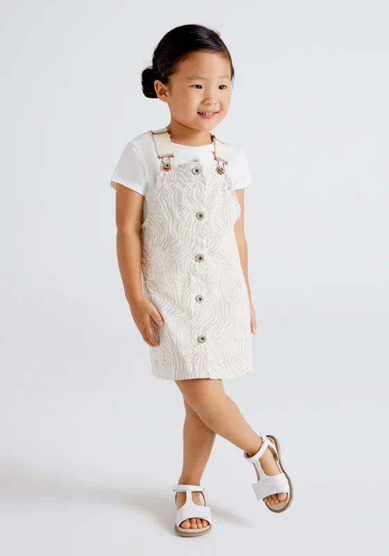 Denim DressMayoral Girl Print Dungaree Dress, Beige