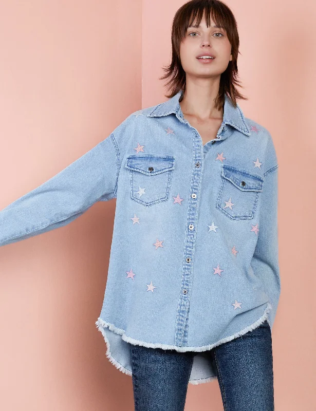 Cowboy scarfDenim Star Embroidery Shirt