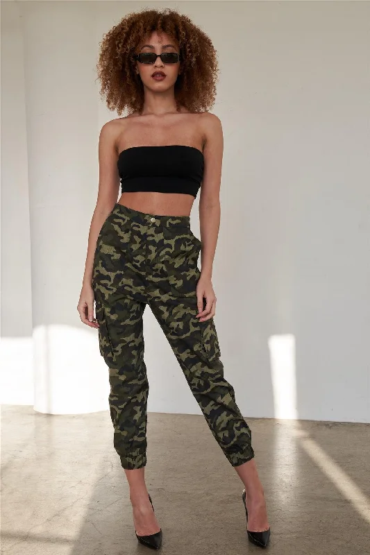 JodhpursOlive Camouflage Cargo Jogger Pants