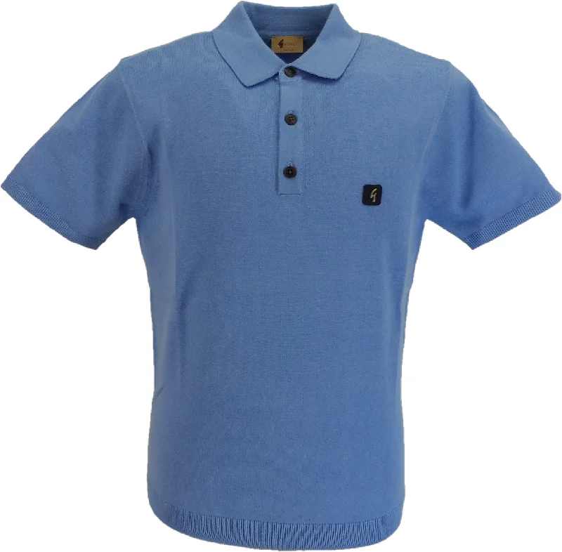 Knit OversizedGabicci Vintage Mens Marina Blue Jackson Knitted Polo Shirt