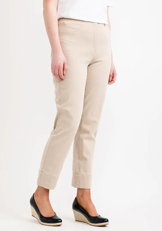 Street denimRobell Bella 09 Ankle Grazer Denim Look Trousers, Beige