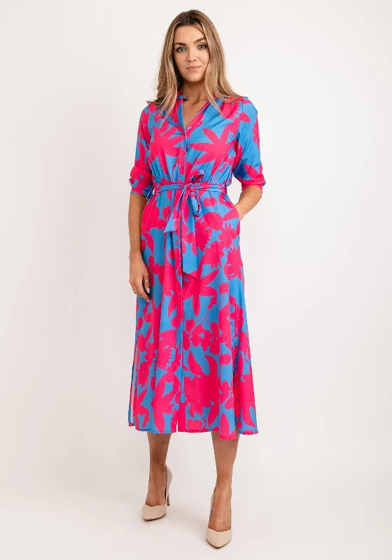 Golf DressKate & Pippa Capri Leaf Print Midi Dress, Blue & Pink