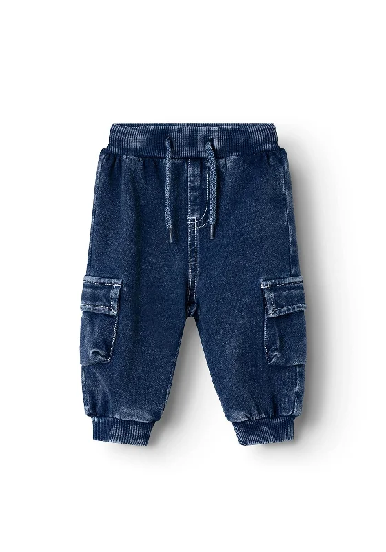 Denim with hatName It Baby Boy Ben Baggy Cargo Jeans, Medium Blue Denim