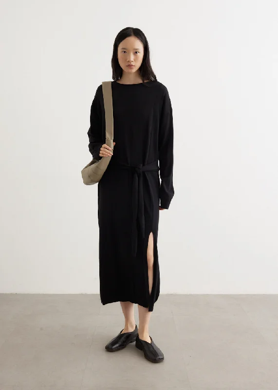 Knit TexturedLong Trompe L'oeil Dress