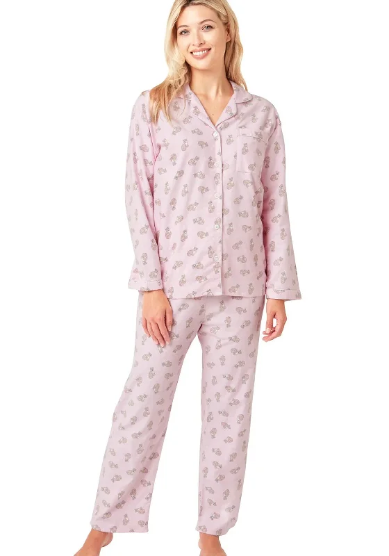 Indigo Sky Chilling Cheetah Brushed Cotton Pyjama Set, Pink