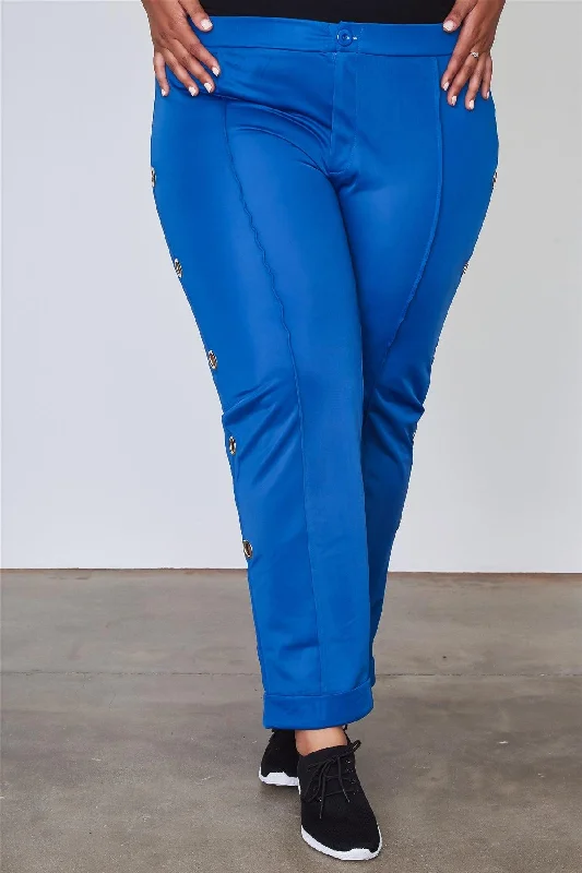 Thermal PantsJunior Plus Size Blue Side Metal Grommet Embellished Pants / 2-2-2