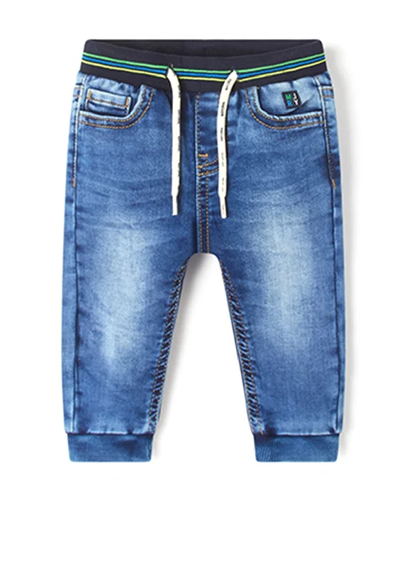 Denim with beltMayoral Baby Boys Cuffed Denim Jogger, Medium Blue