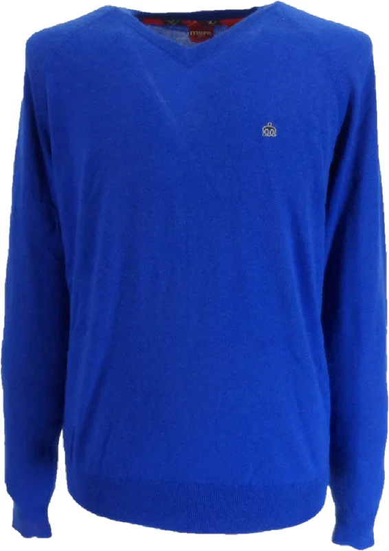 Knitted Button-UpMerc Mens Conrad Royal Blue Knitted Jumper