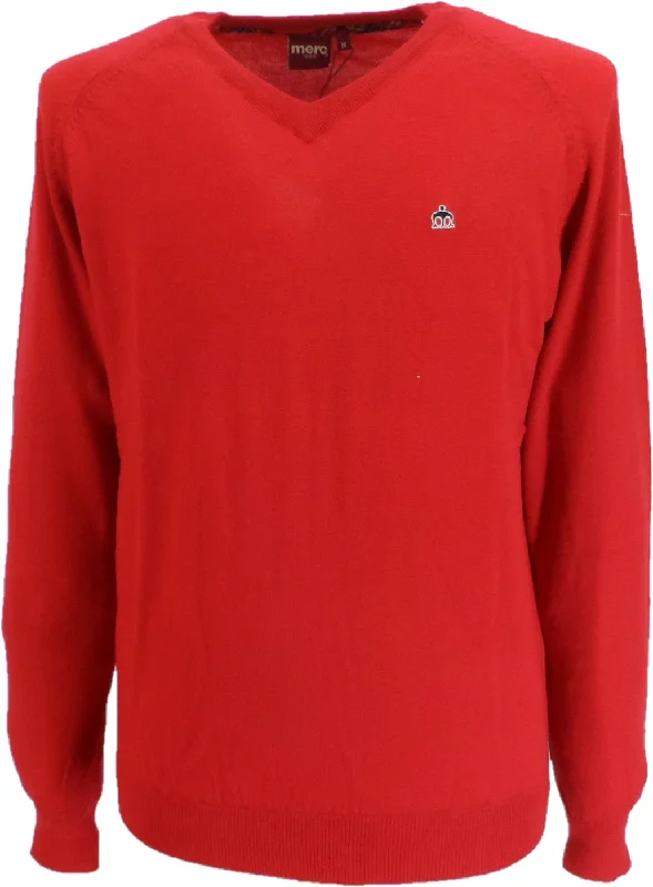 Knitted SolidMerc Mens Conrad Blaze Red Knitted Jumper