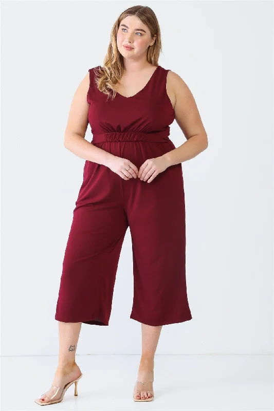 Plus Size V-Neck Two Pocket Wrap Back Jumpsuit /3-2-1VNeckTopQuasar