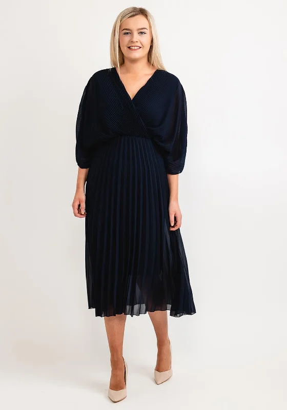 School DressSeventy1 One Size Batwing Pleated Midi Dress, Navy