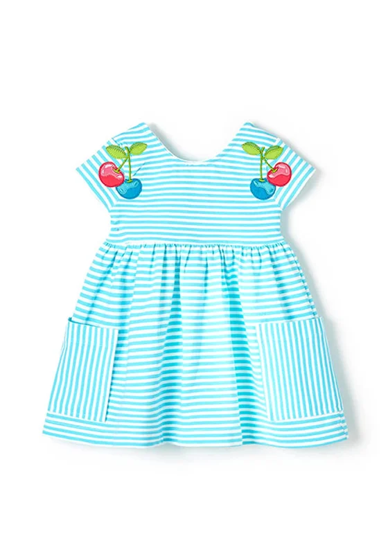 Leather DressMayoral Baby Girl Stripe Dress, Blue Multi