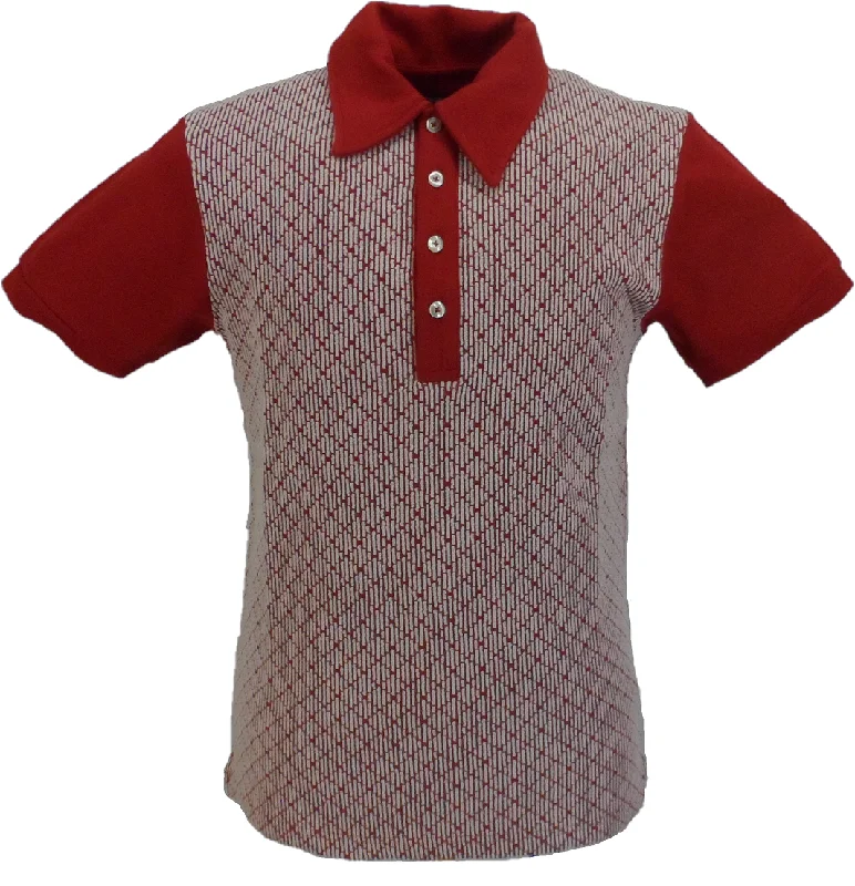 Knitted TexturedSka & Soul Mens Red Diamond Retro Knitted Polo Shirts