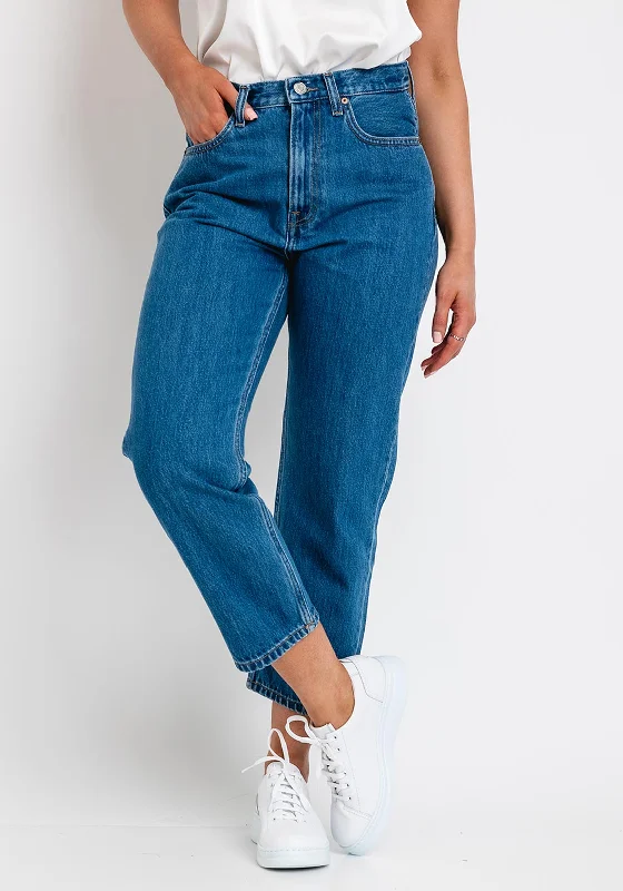 Denim with high heelsTommy Jeans Womens Harper High Rise Straight Jeans, Blue Denim