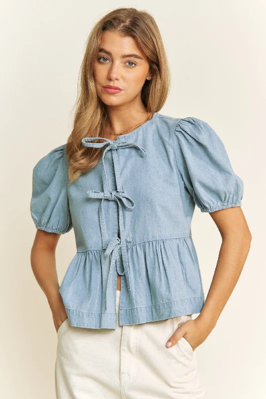 Denim with hatBetty Bow Top - Denim