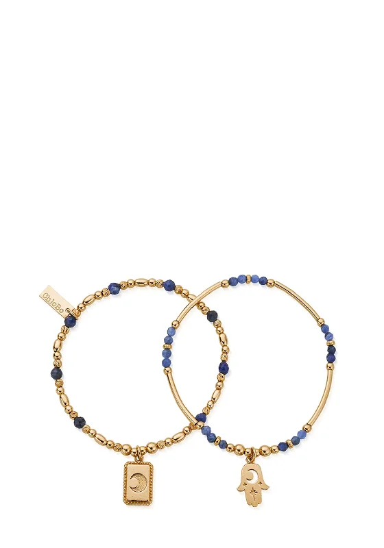 ChloBo Set of Two Manifest Sodalite Bracelets, Gold