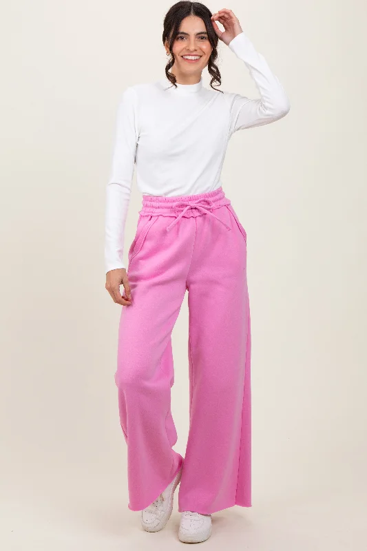 Tactical PantsPink Exposed Seam Wide Leg Sweatpants