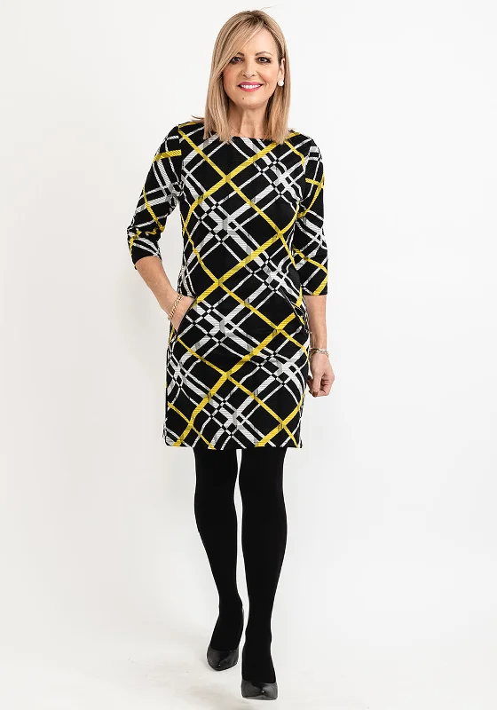 Opaque DressSeventy1 Cross Plaid Print Mini Dress, Black Multi