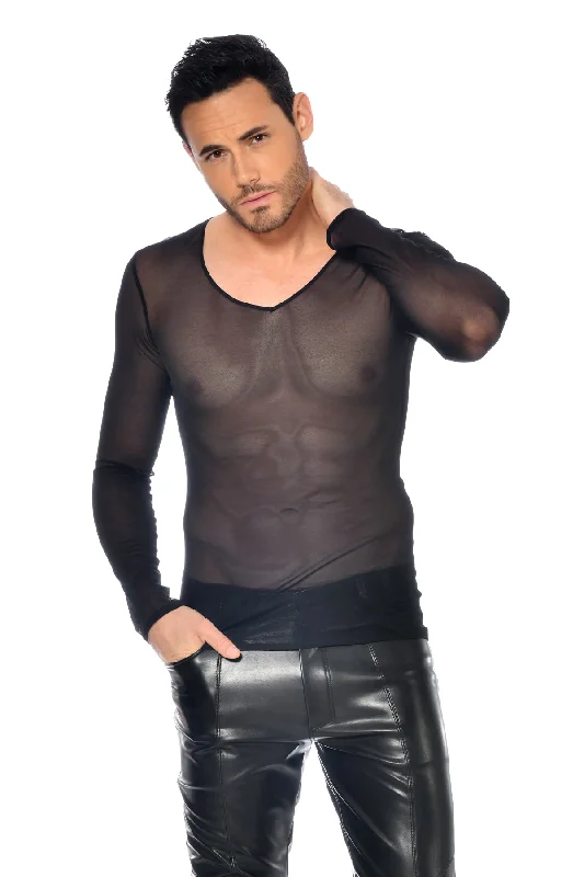 LANNISTER Mesh Long Sleeve V-Neck Shirt