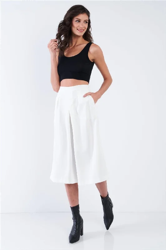 Insulated PantsOff-White High Waisted Front Center Pleated Wide Leg Gaucho Pants /2-2-2