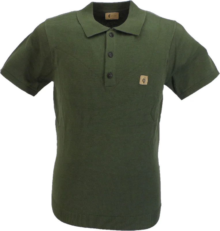 Knitted StripedGabicci Vintage Mens Olivio Green Jackson Knitted Polo Shirt