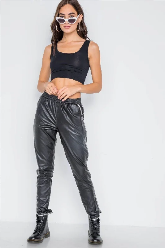 Ski PantsBlack Vegan Leather Mid-Rise Pants /2-2-3