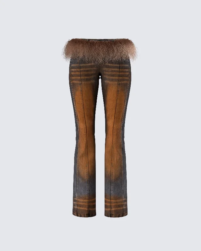 Calvin KleinAdie Brown Denim Fur Jean