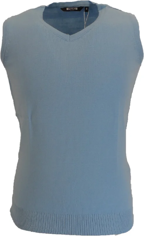 Knit FineRelco Sky Blue Classic Retro Tank Tops