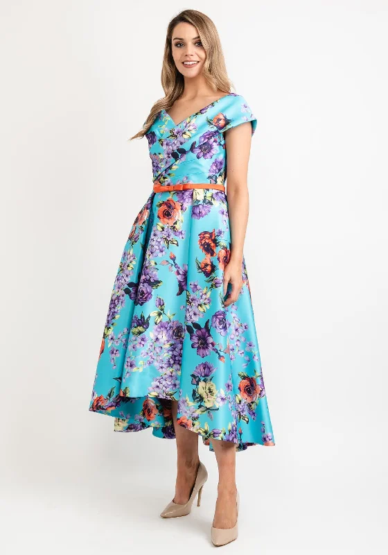 Wedding DressGabriela Sanchez Vibrant Floral Midi Dress, Turquoise Multi