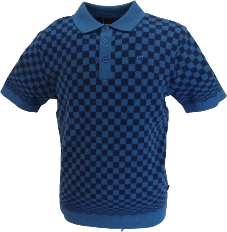 Knitted CrewneckMerc Mens Petrol Blue Ambrose Knitted Polo Shirts