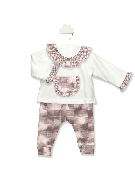 Babidu Baby Girl Frill Collar 2 Piece Set, Red Multi