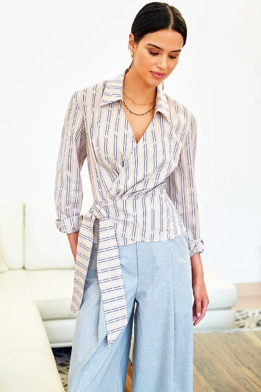 Button-Down ShirtsAvalon Wrap Shirt Cafe Au Lait Stripe