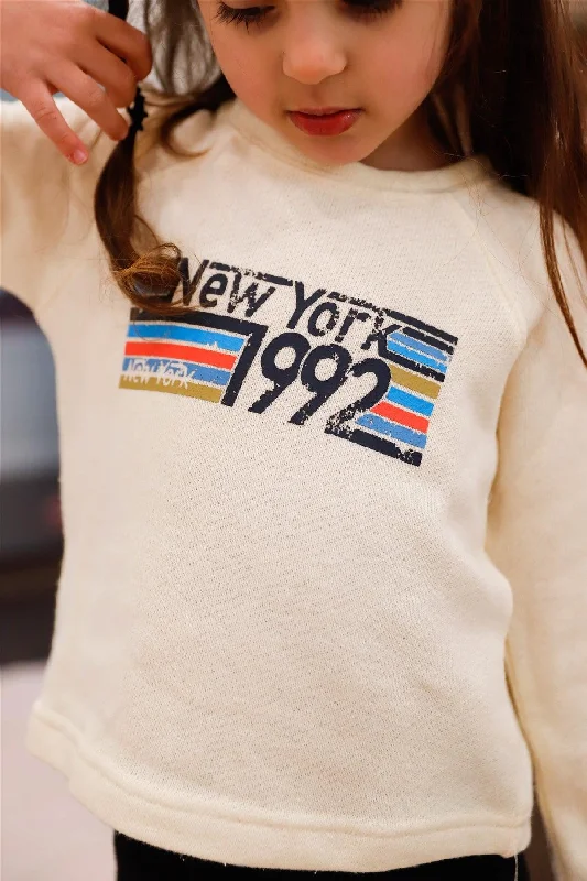 Toddler Girls Ivory "New York" Print Long Sleeve Top /1-2-1-2