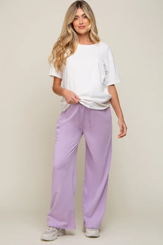 Polka-dot PantsLavender Drawstring Wide Leg Maternity Lounge Pants