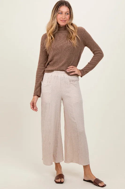 Stovepipe PantsCream Cotton Gauze Wide Leg Pants