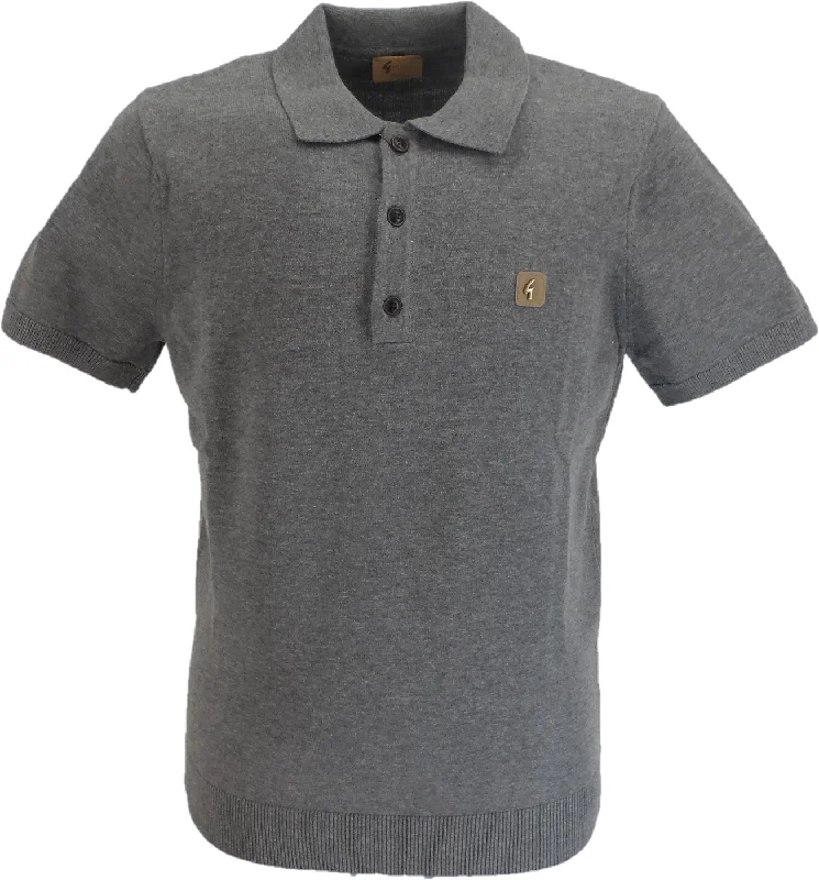 Knit Zip-UpGabicci Vintage Mens Grey Jackson Knitted Polo Shirt