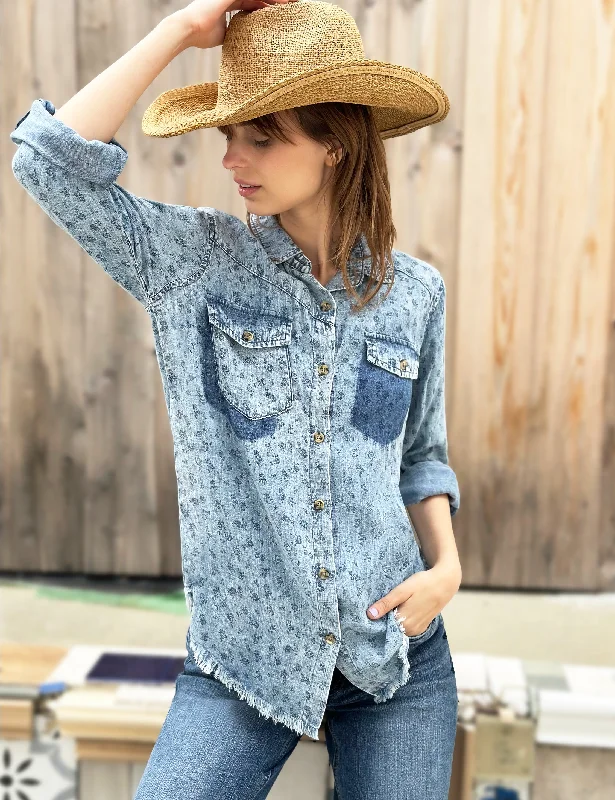 Cowboy moviesDenim Floral Shirt