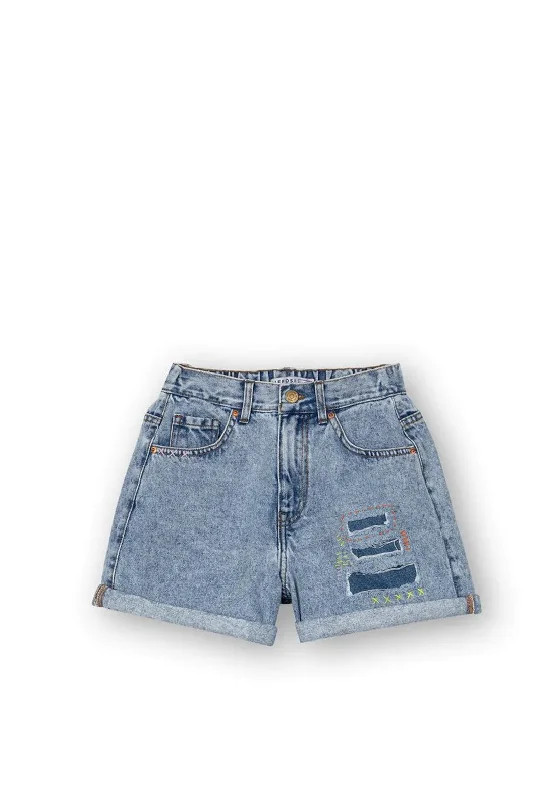 UniqloTiffosi Girl Loren High Waist Mom Denim Shorts, Blue