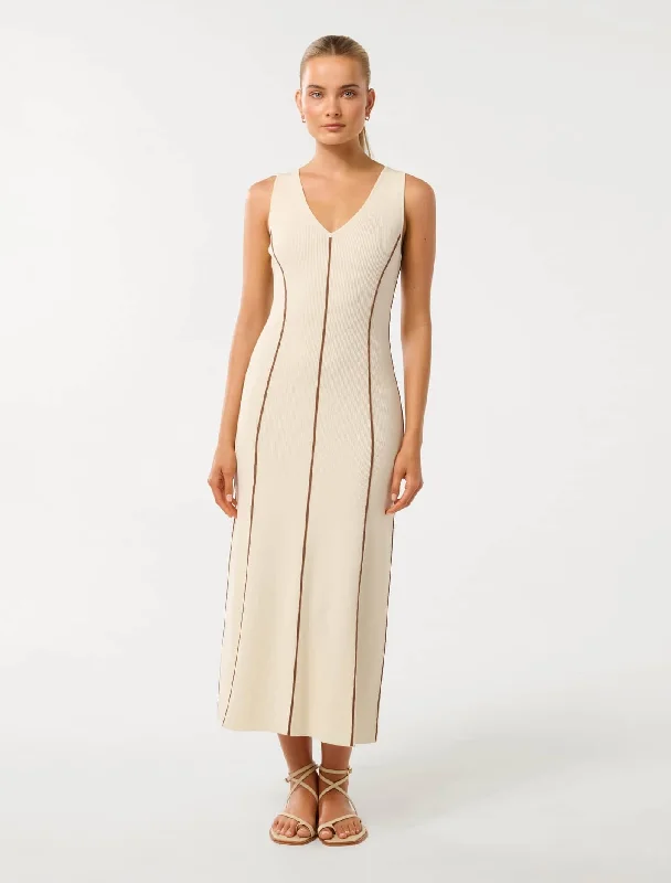 Knitted FormalMiley Tipped Detail Midi Dress