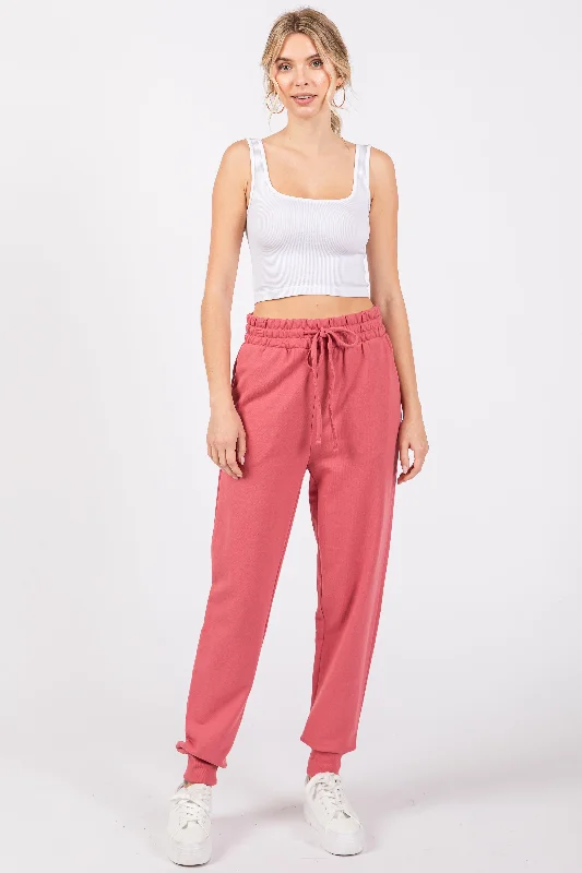 Casual PantsPink Basic Drawstring Sweatpants